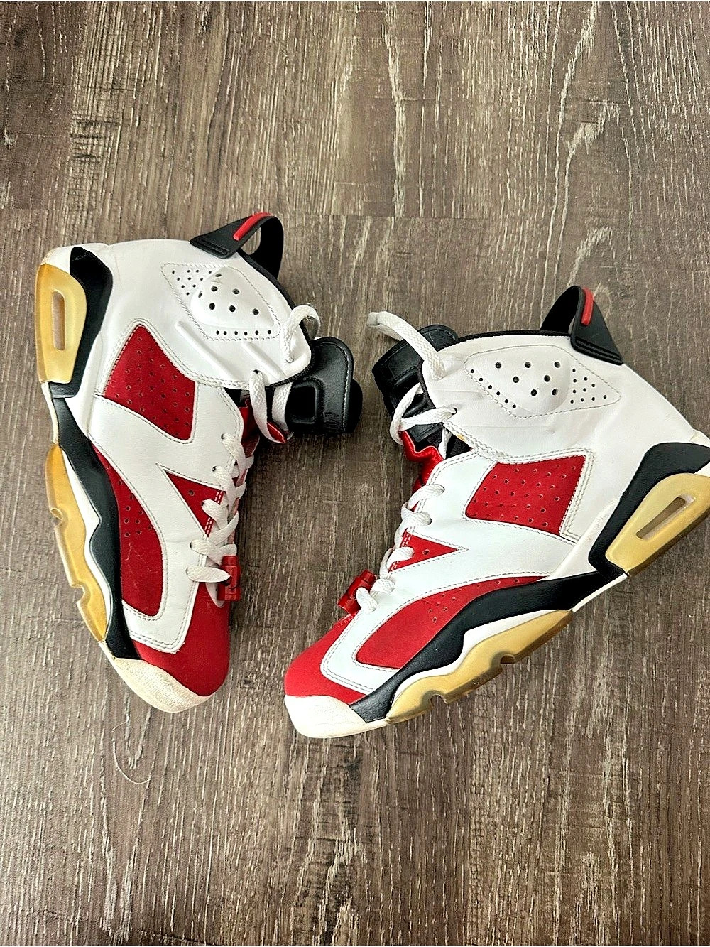 Jordan Air Jordan 6 Retro "Carmine" High-Top Sneakers in White & Red-7.5